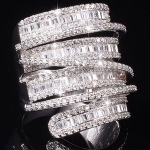 💯 NEW 6.4 CT 925 STERLING SILVER DIAMOND RING